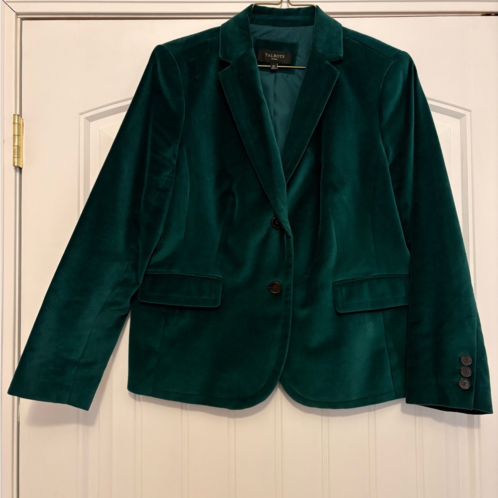 Talbots Rich Green Velvet Blazer - Size 16P